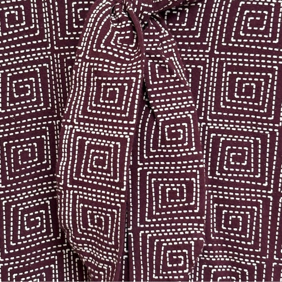 Effie’s Heart Dress Maroon Burgundy Geometric Women’s Tie Front XL Pockets - Picture 4 of 7